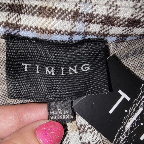 Timing Nwt Buckle long knit plaid blazer jacket size Large - Picture 6 of 7